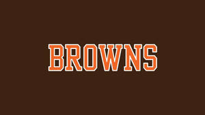 棕色背景上帶有白色輪廓的橙色「BROWNS」文字。