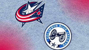 Columbus Blue Jackets 和 Columbus Chill 冰球隊標誌在冰背景上。 — 型格藍色動態 壁紙