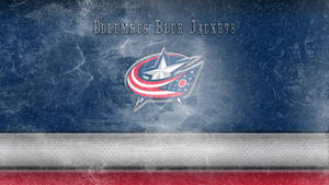 冰面上的 Columbus Blue Jackets 標誌與網