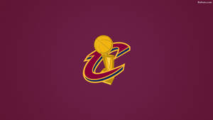 克里夫蘭騎士隊 NBA 球隊標誌，帶有獎盃，背景為酒紅色