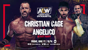 AEW Dynamite摔角賽事海報， featuring Christian Cage vs Angelico 與 Matt Hardy。