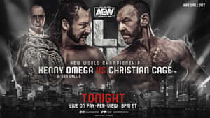 AEW摔角冠軍賽海報， featuring Kenny Omega vs Christian Cage。