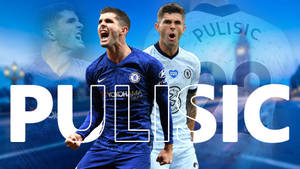 足球運動員慶祝，並突出顯示 Pulisic 的名字。 — 足球 壁紙