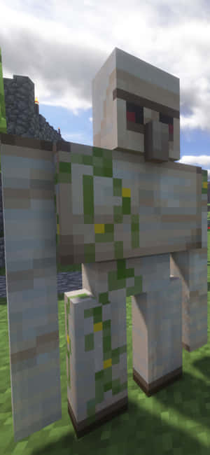一個身上有綠色藤蔓的Minecraft喪屍站在草地上。 — OnePlus 壁紙