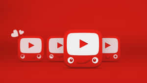 紅色背景上帶有臉同心心嘅紅色YouTube圖標。