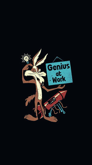 卡通兔仔拎住「Genius at Work」牌同火箭，頭頂有燈膽。
