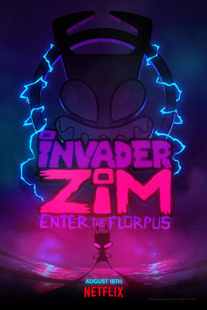 Invader Zim海報，帶有外星人角色和霓虹閃電效果。 — 火影忍者海報 壁紙
