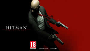 Hitman Absolution 刺客手持兩把手槍，背景為紅色和黑色。 — 殺手 壁紙