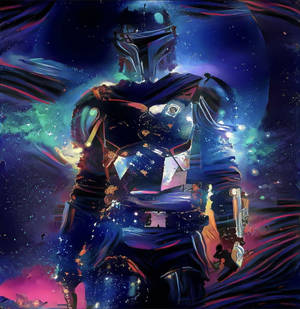 宇宙星雲和星星中的曼達洛戰士。
