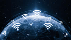 帶有發光WiFi符號嘅地球，代表太空入面嘅全球數碼連接。