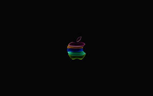 彩虹Apple標誌在黑色背景上發光