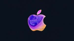 黑色背景上充滿活力的紫色和金色Apple標誌