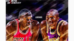 米高佐敦和高比拜仁身穿籃球球衣，帶有'LEGENDS'字樣。 — 科比· Bryant 壁紙