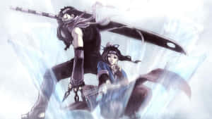 兩位動漫戰士在藍色能量爆發中揮舞劍。 — Naruto and hinata GIF 壁紙
