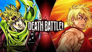 兩個動漫角色以戰鬥姿勢面對面，帶有「Death Battle!」標誌。 — 索克天王 壁紙
