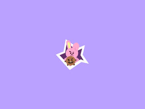 薰衣草背景上白色星星內的粉紅兔子和棕色曲奇
