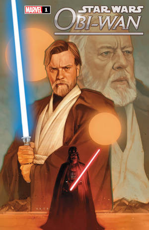 星際大戰漫畫封面中 Obi-Wan Kenobi 和 Darth Vader 手持光劍。
