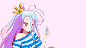 動漫女孩，紫色頭髮，皇冠，手持小瓶。 — 遊戲人生 GIF 壁紙