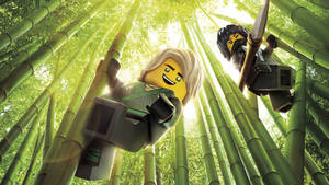 兩個 LEGO Ninjago 角色在沐浴陽光的竹林中盪漾。