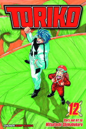 兩個動漫角色在叢林環境中的一片巨大葉子上。 — Huawei MatePad 11.5 (2025) 壁紙