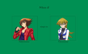 兩個動漫角色框在綠色背景上，文字為 'What if sings to'。 — 2880x1800 壁紙