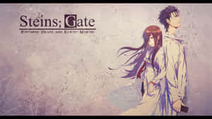 動漫角色岡部倫太郎和牧瀨紅莉栖在 Steins;Gate 中背對背站立。 — 探險時光 壁紙