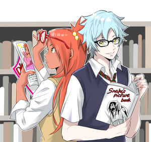 兩個動漫學生在圖書館閱讀漫畫和圖畫書。 — 火影忍者 佐助 GIF 壁紙