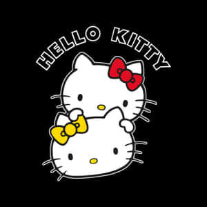 兩個戴著蝴蝶結的Hello Kitty角色在黑色背景上。 — 白色美學gif 壁紙