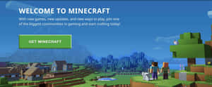 兩個Minecraft角色俯瞰著藍天下的一個像素化村莊。 — 2560x1080 壁紙