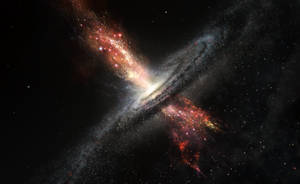 兩個星系在紅色和白色光的宇宙舞蹈中碰撞。 — 銀河 壁紙