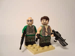 兩個持槍的LEGO士兵人仔站在底板上。 — 4:3 壁紙