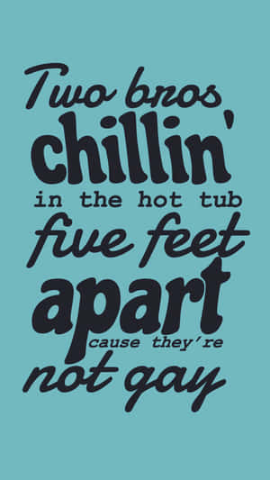 文字圖形，幽默引用兩個朋友在熱水浴缸中保持社交距離