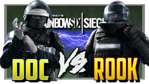 兩名《Rainbow Six Siege》戰術幹員DOC和Rook身穿戰術裝備面對面。 — 虹彩六號：圍攻行動 壁紙