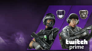 兩名身穿未來裝備的玩家手持武器，帶有Twitch Prime標誌。 — 虹彩六號：圍攻行動 壁紙