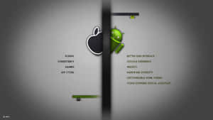 分割畫面顯示 Apple 和 Android 標誌及功能列表。