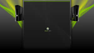 兩部 Xbox 360 主機在深色背景上發出綠色光束。 — YouTube 壁紙