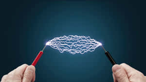 在實驗室環境中，手拿著探針產生電弧。 — 科技 壁紙