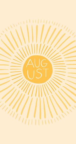 奶油色背景上的黃色 August 太陽光線圖形