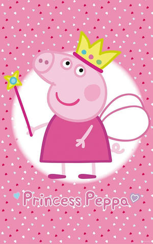 Peppa Pig 作為仙女公主，戴著皇冠並拿著魔法棒。