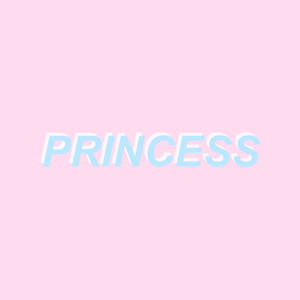 「princess」一詞以淺藍色3D文字顯示在粉紅色背景上。