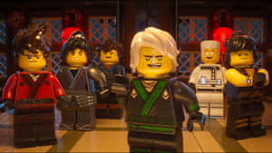 六個LEGO忍者神龜角色在一個有紅色燈籠的傳統道場中。 — 動漫打鬥 壁紙