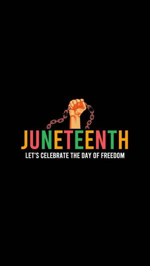 拳頭打破鎖鏈，Juneteenth文字慶祝自由。 — 插畫 壁紙