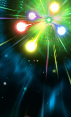霓虹燈在黑暗的星空背景下於宇宙爆發中爆炸。