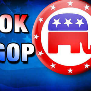 共和黨大象標誌，帶有星星，置於藍色背景上，並有「LOOK GOP」文字。