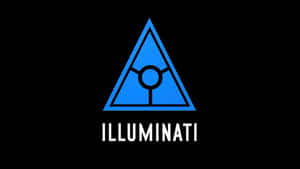 藍色三角形，帶有眼睛符號和 illuminati 文字，黑色背景