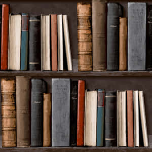 木架上擺放著一排排書脊磨損的舊書。