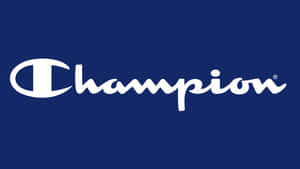 海軍藍背景上的白色草書Champion品牌標誌 — 冠軍 壁紙