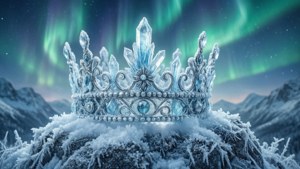 在極光下，雪峰上閃耀的冰冠。 — 皇冠 壁紙