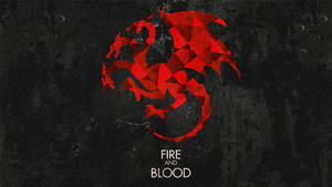 紅色幾何龍標誌，帶有 Fire and Blood 文字，位於深色紋理背景上 — 可愛桌面動態圖 壁紙