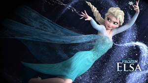 《魔雪奇緣》的愛莎公主在深色星空背景下，身穿發光的藍綠色長袍施展冰魔法。 — 愛莎 壁紙